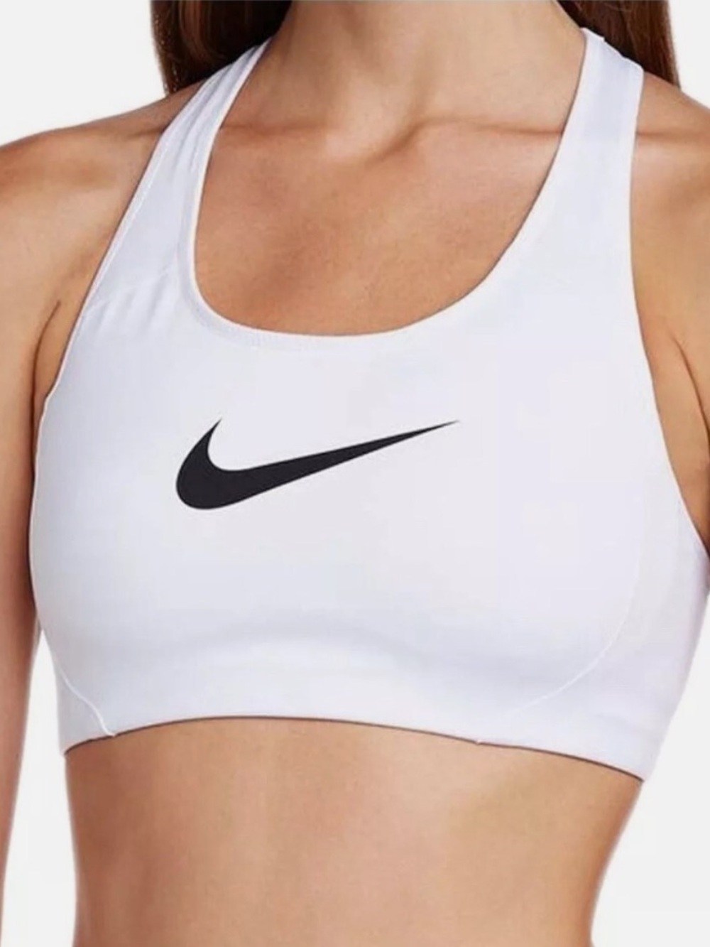 Nike White Medium-Support Racerback Sports Bra
